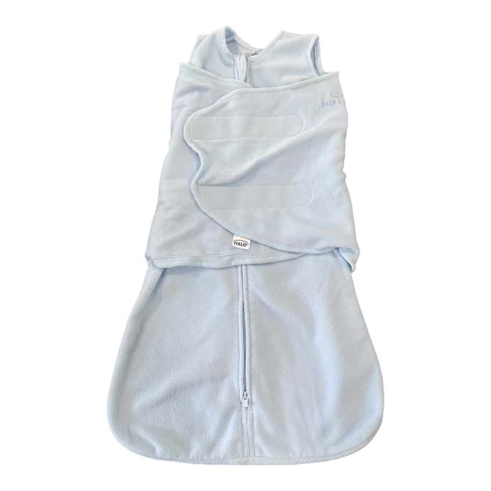 HALO‎ 100% Cotton Sleepsack Swaddle, 3-Way Adjustable  Small, 0-3 Month Lt Blue
